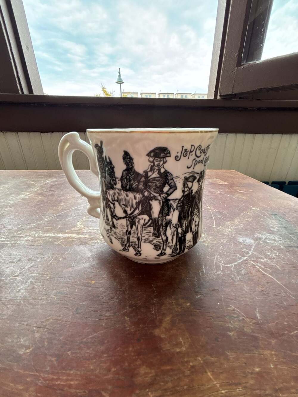Vintage J&P Coats Spool Cotton Mustache Shaving Cup Mug 7679